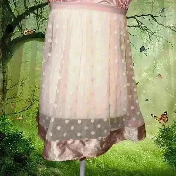 Y2k Satin Baby Pink Polka Dot Mini Slip - Picture 3 of 8